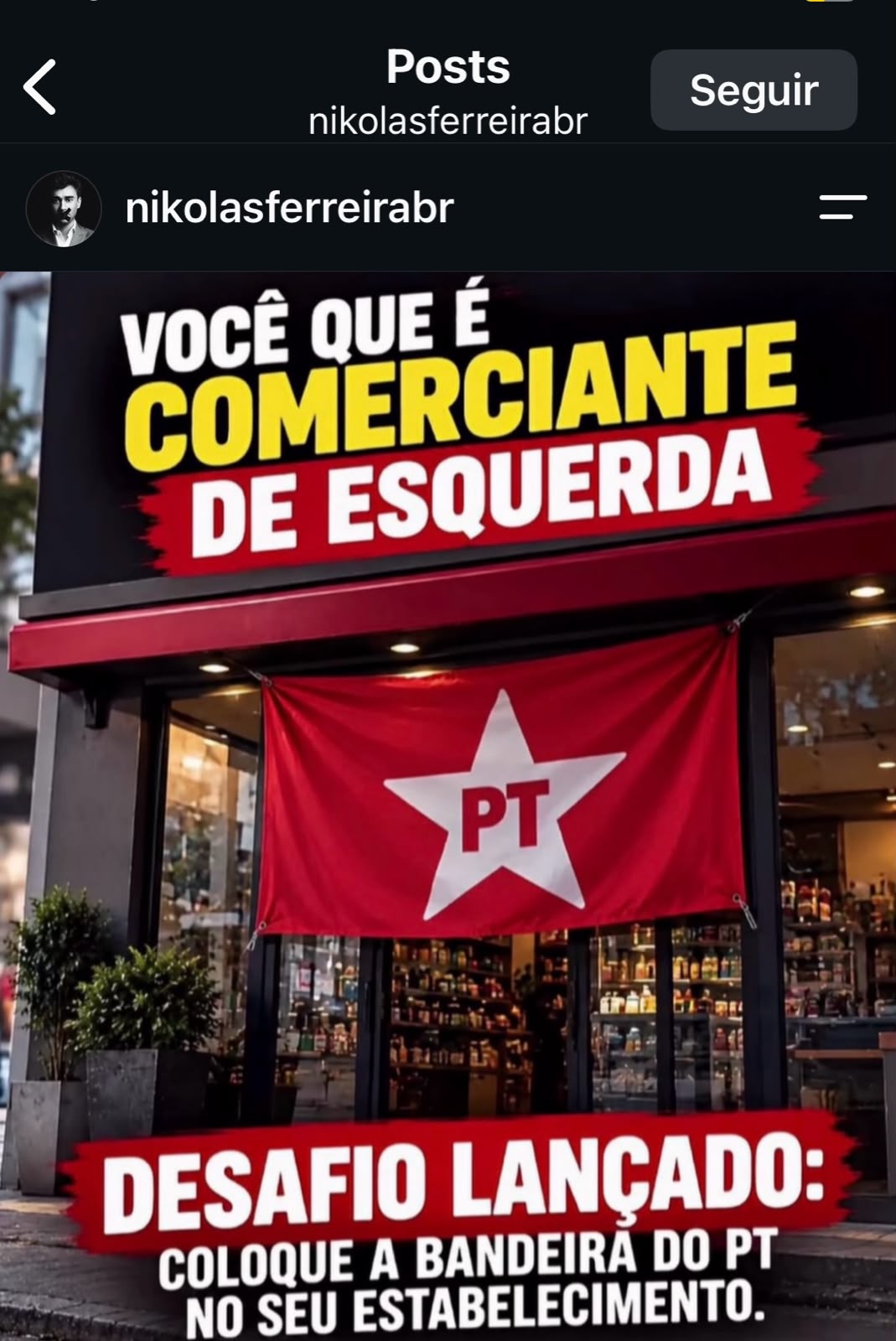 Publicação de um dos perfis de Nikolas Ferreira (PL-MG). Foto: reprodução