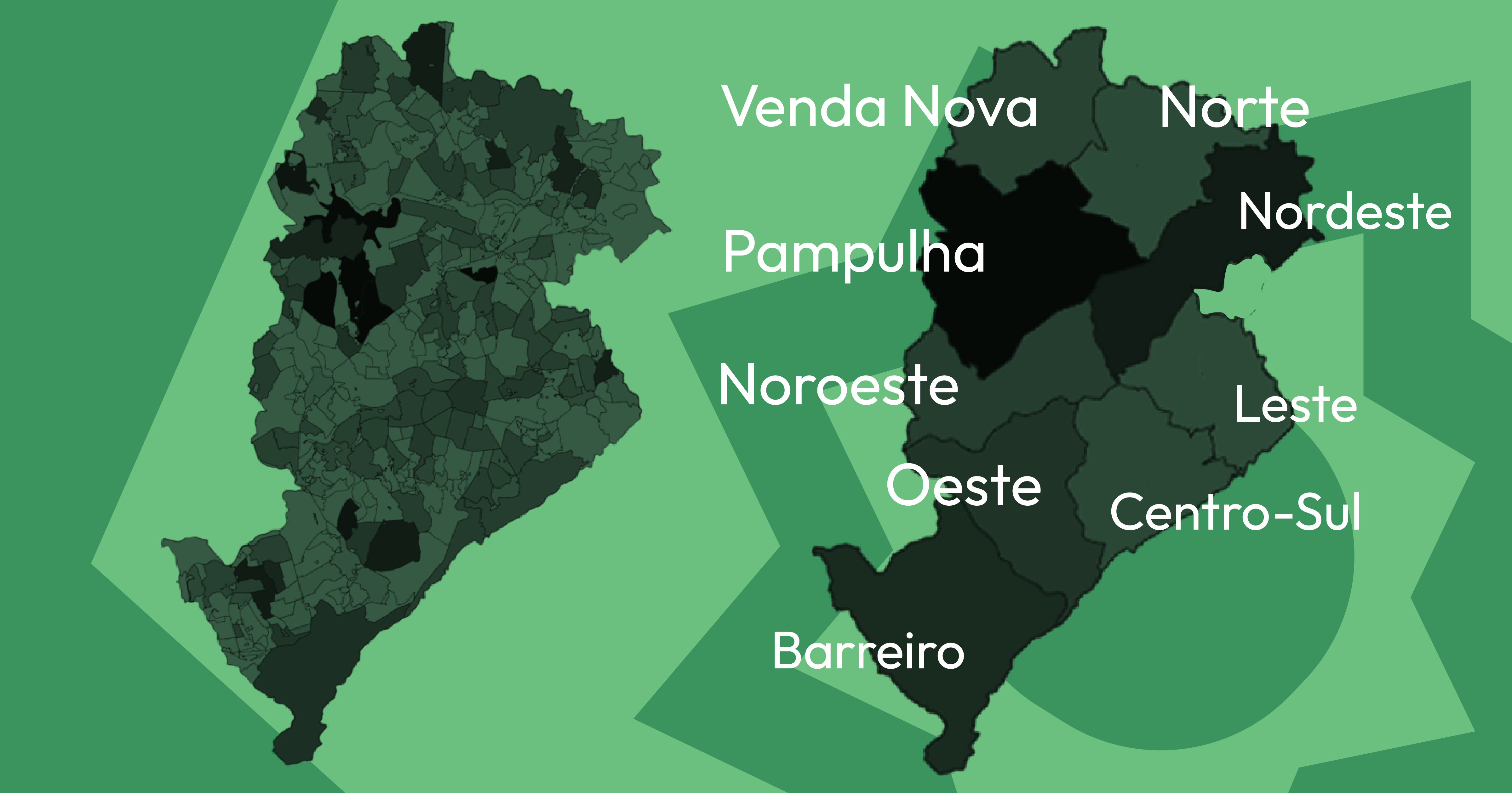 Mapas das regiões arborizadas em BH | Arte: Eiane Vieira