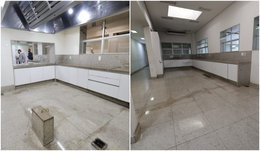 Fiscalização feita nesta quinta (2) mostrou cozinha do Palácio sem nenhum utensílio. Foto: Divulgação
