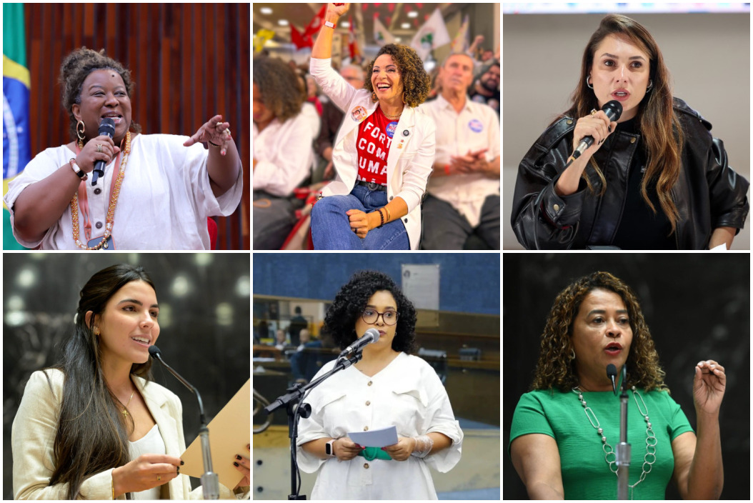 Na montagem, as deputadas Macaé Evaristo (PT), Adriana Souza (PT), Lud Falcão (Republicanos), Maria Clara (PSDB), Iza Lourença (PSOL) e Leninha (PT). 