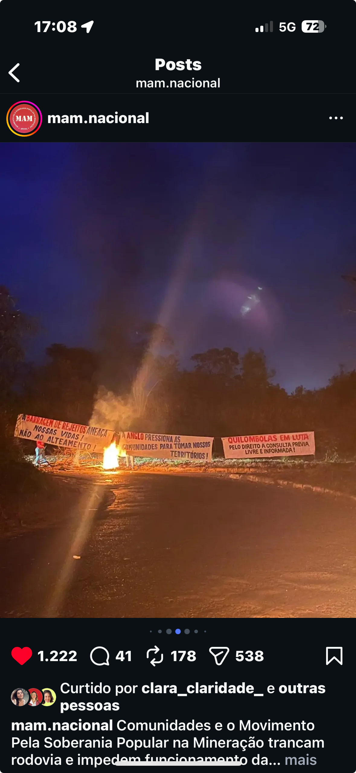 Comunidades bloqueiam MG-010 e cobram reparação de mineradora