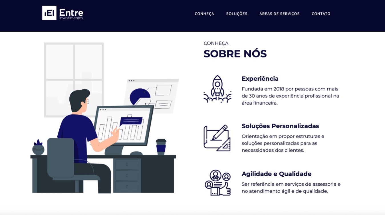 Interface do site da Entre Investimentos