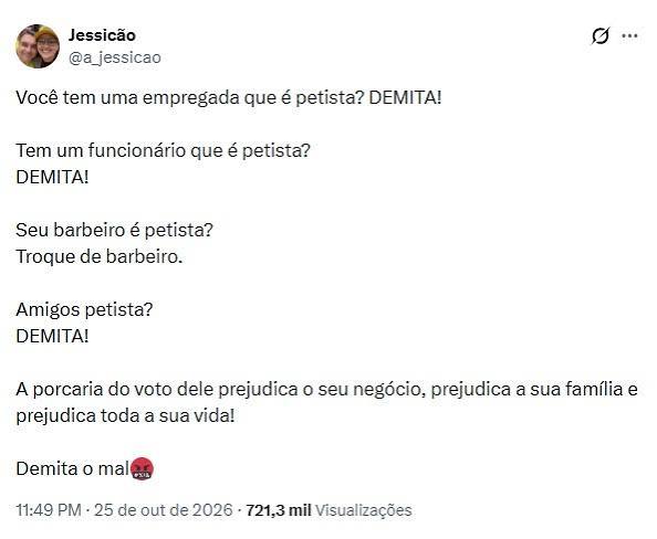 Post da deputada "Jessicão", do Paraná. Foto: reprodução